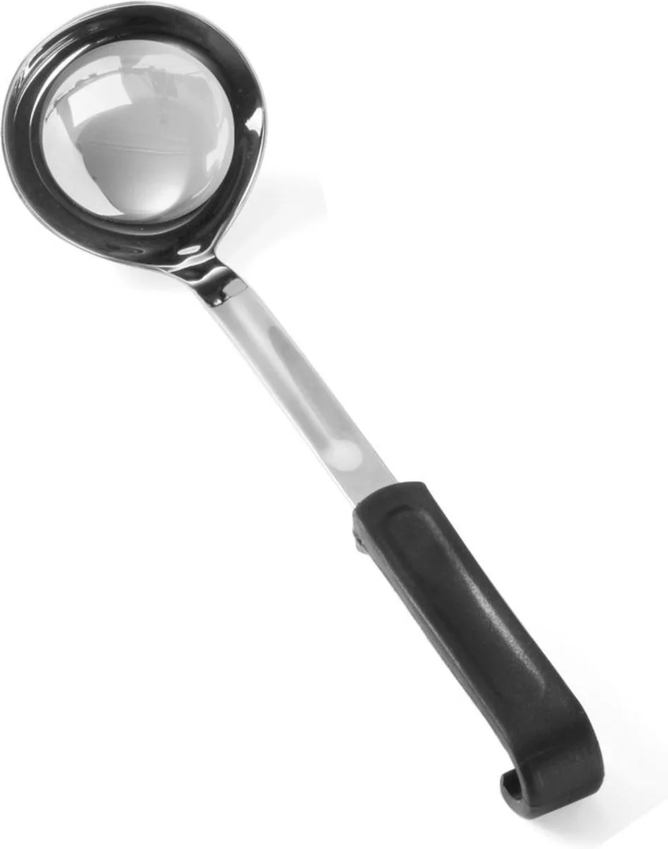 Soeplepel – Polypropyleen handgreep – Roestvast staal – 0,11L – 300x80 mm – Vaatwasmachinebestendig från Hendi i Silver – produktbild