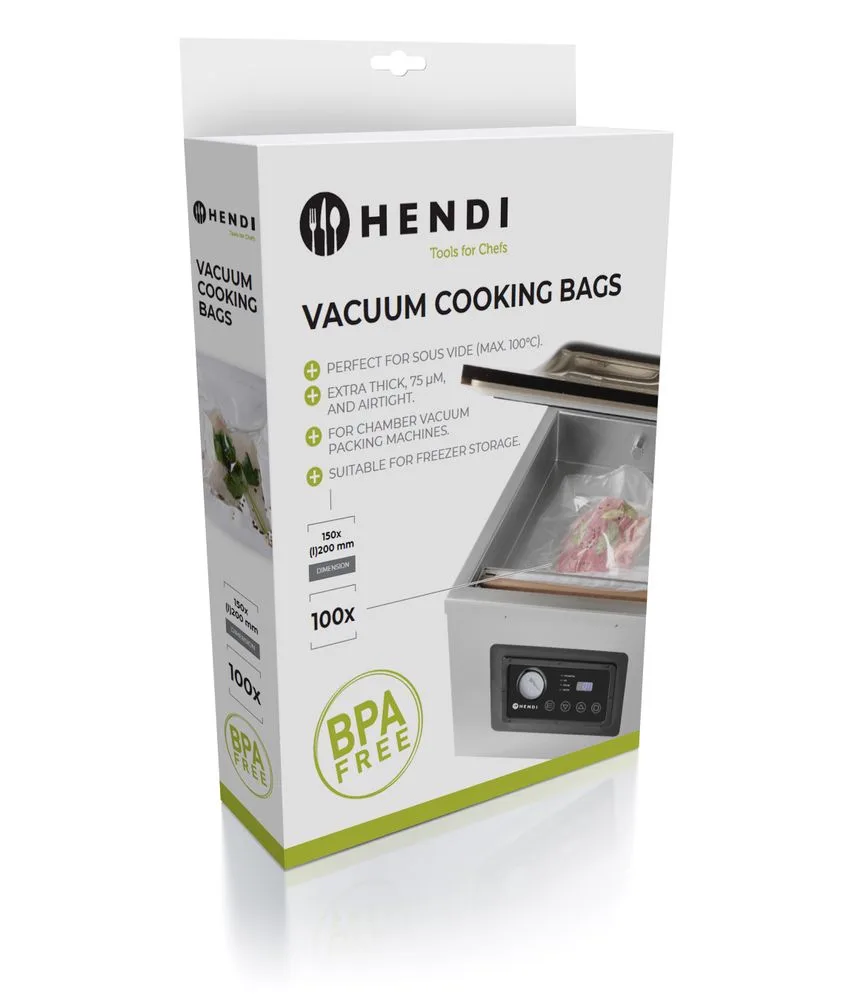 Sous-vide kookzakken voor vacuümverpakkingsmachines. 50 stuks, 400x400mm - 971321 van Hendi – productfoto