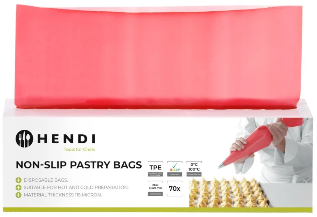 Spuitzakken wegwerp antislip - TPE BPA-vrij - 52x28 cm - rol 70 stuks - patisserie de Hendi en Transparent – photo produit