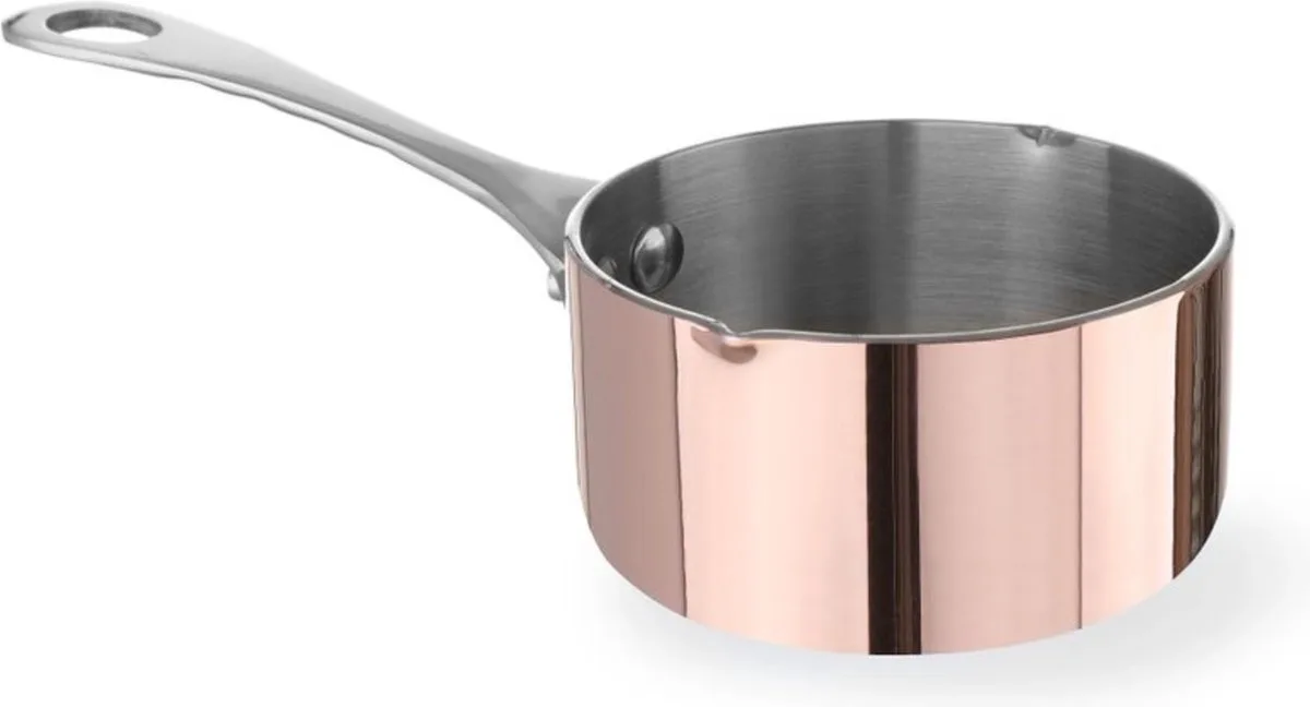 Steelpannetje met schenktuit – 0,16L – 3-ply materiaal – ⌀75x(H)40mm van Hendi in Koper – productfoto