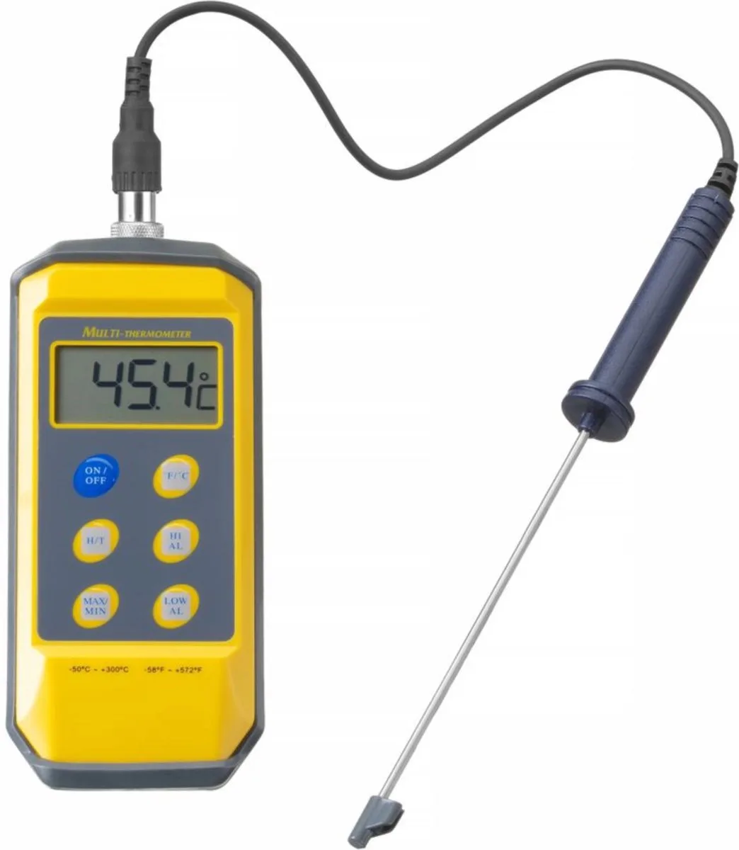 Thermometer met stiftsonde – breed temperatuurbereik – nauwkeurige meting – 195x85x45 mm van Hendi in Grijs, Zilver – productfoto
