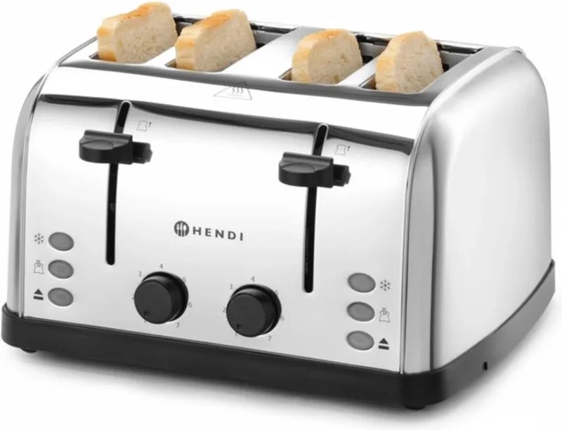 Toaster – 4 sneetjes – 2 verwarmingszones – 7 roosterniveaus – roestvrij staal by Hendi in Black – product photo