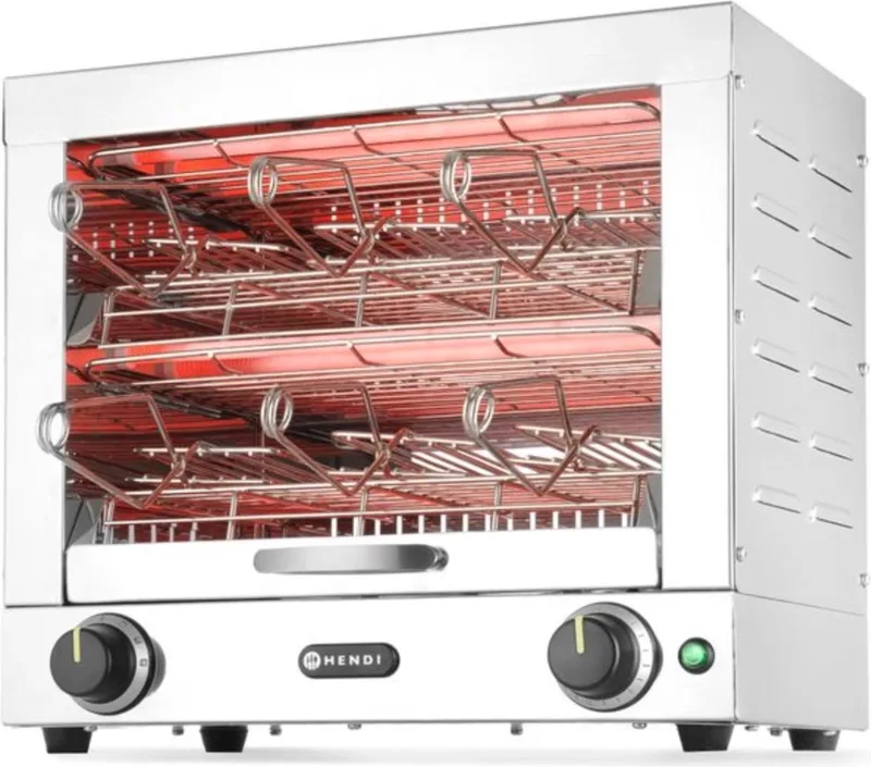 Tosti-apparaat – 2 lagen – 6 tostiklemmen – snelle verwarming – mechanische timer – roestvast staal by Hendi in Rvs – product photo