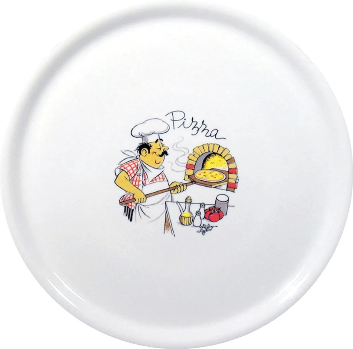 Traditioneel pizzabord – geglazuurd porselein – vaatwasserbestendig – ⌀310 mm by Hendi in White – product photo