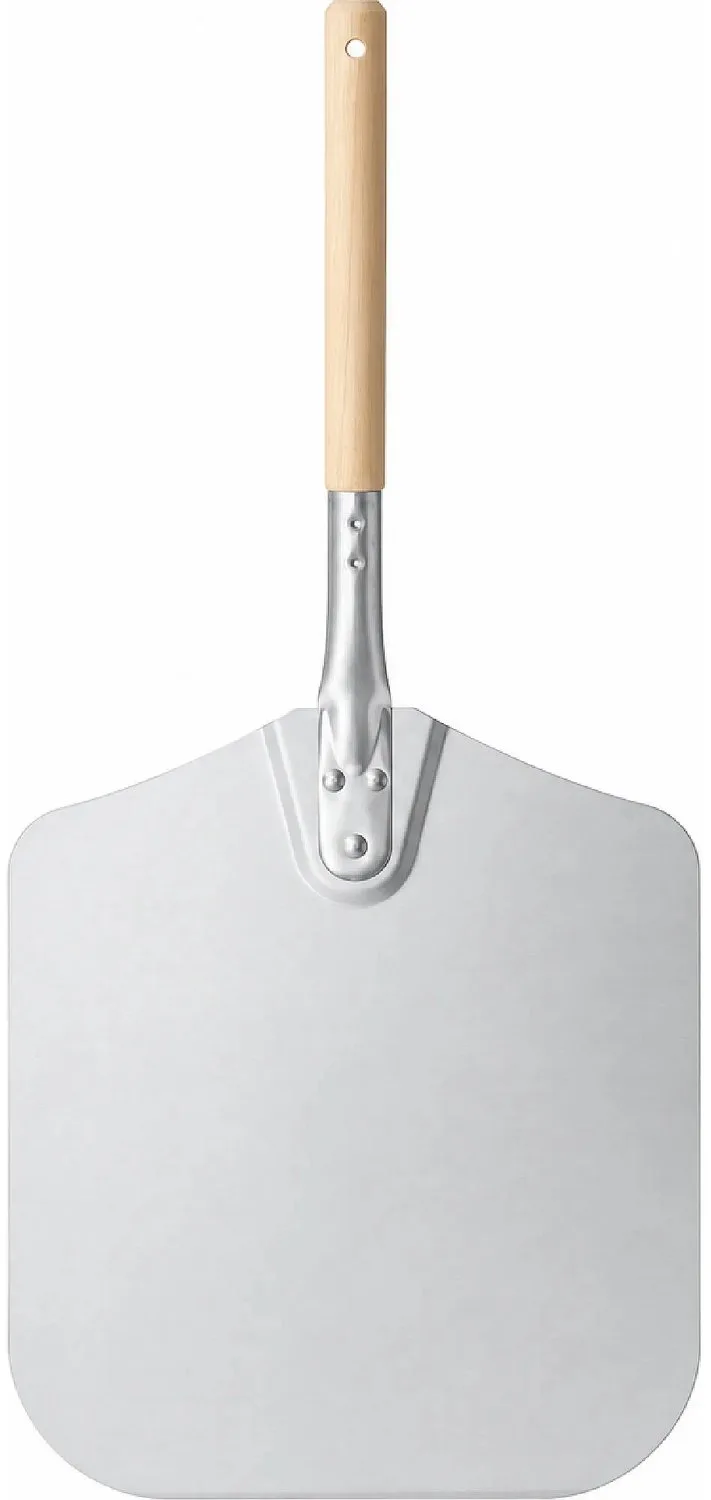 Vierkante pizzaschep – korte houten handgreep – aluminium – 405x760 mm von Hendi in Weiß – Produktfoto