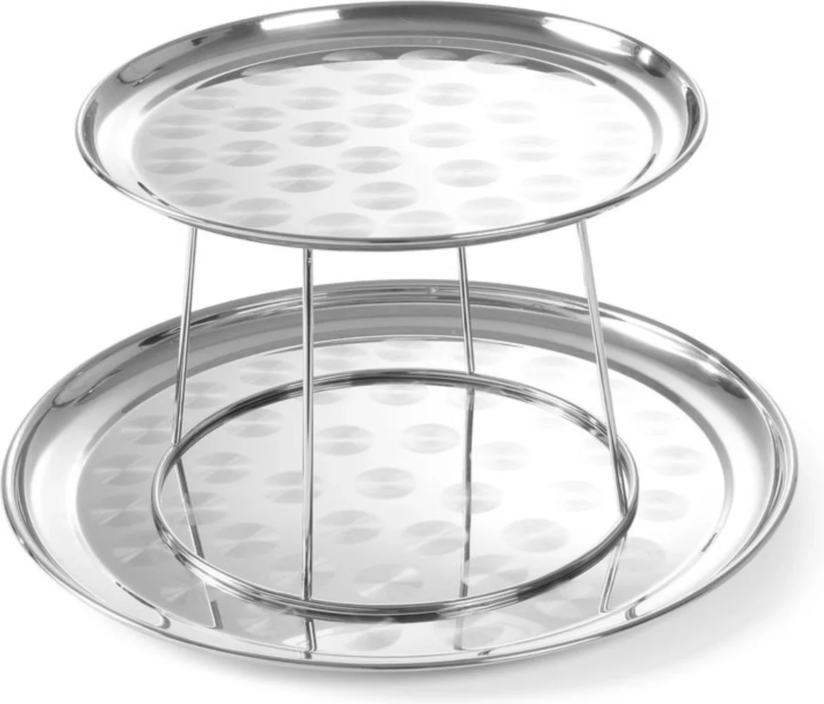 Zeevruchten plateau – Twee plateaus – Ø 300/400 mm – Roestvast staal – Vaatwasmachinebestendig van Hendi in Zilver – productfoto