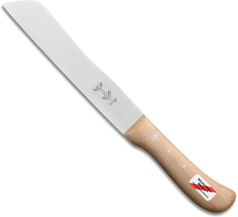 Broodmes – Hamburgermes – Carbonstaal – Lemmet 18 cm – Heft by Herder in Beukenhout – product photo