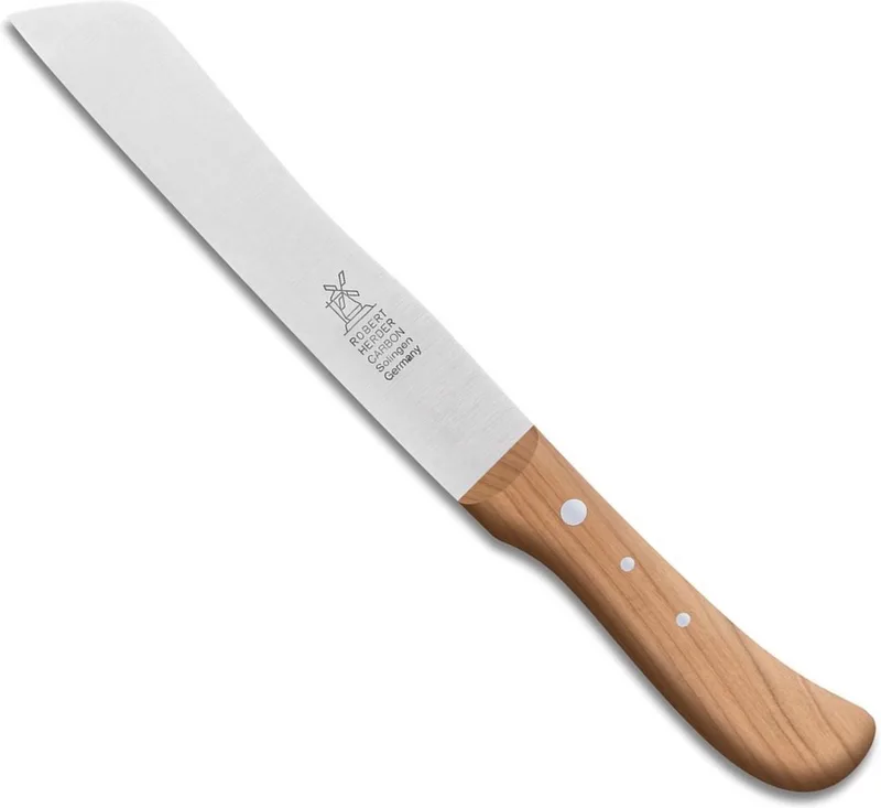 Broodmes – Hamburgermes – Carbonstaal – Lemmet 18 cm – Heft by Herder in Kersenhout – product photo