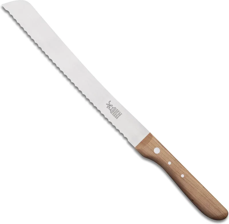 Broodmes met Golf – RVS – Handgeslepen – Lemmet 19,5 cm – Heft by Herder in Kersenhout – product photo