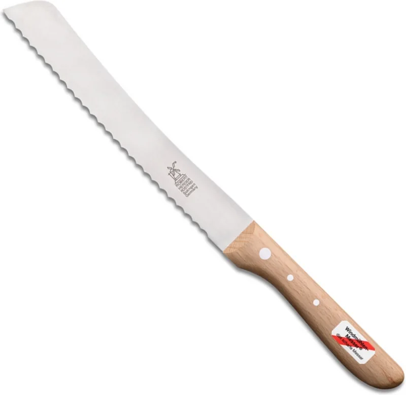 Broodmes met Golf – RVS – Handgeslepen – Lemmet 22 cm – Heft de Herder en Beukenhout – photo produit