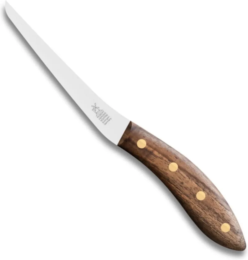 Fileermes SeaKnives – Edwin Vinke's – Flexibel – RVS – Lemmet 130 mm – Heft von Herder in Walnotenhout – Produktfoto