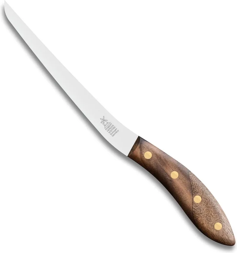 Fileermes SeaKnives – Edwin Vinke's – Flexibel – RVS – Lemmet 170 mm – Heft de Herder en Walnotenhout – photo produit
