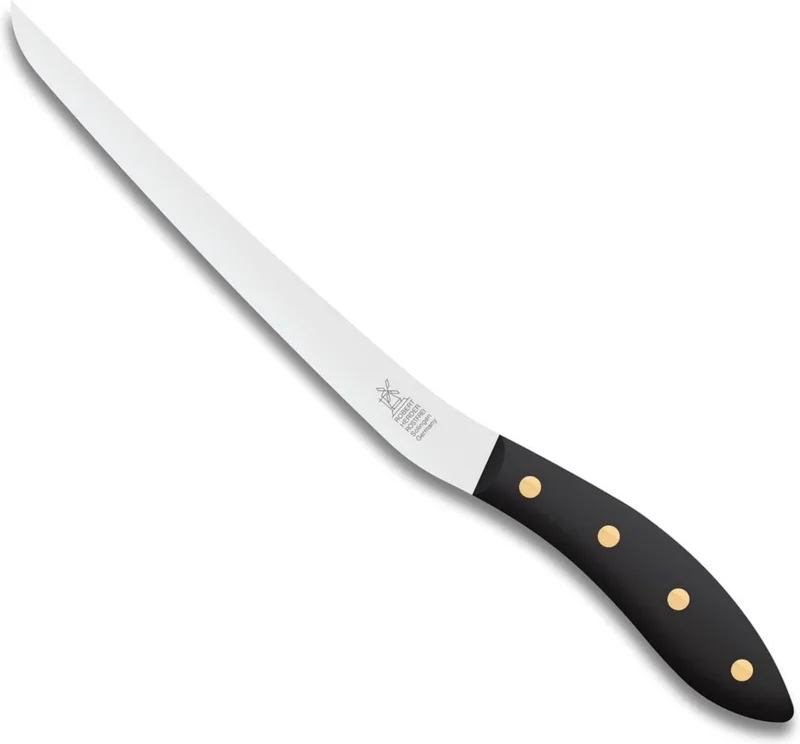 Fileermes SeaKnives – Edwin Vinke's – Stijf – RVS – Lemmet 210 mm – Heft POM by Herder in Black – product photo