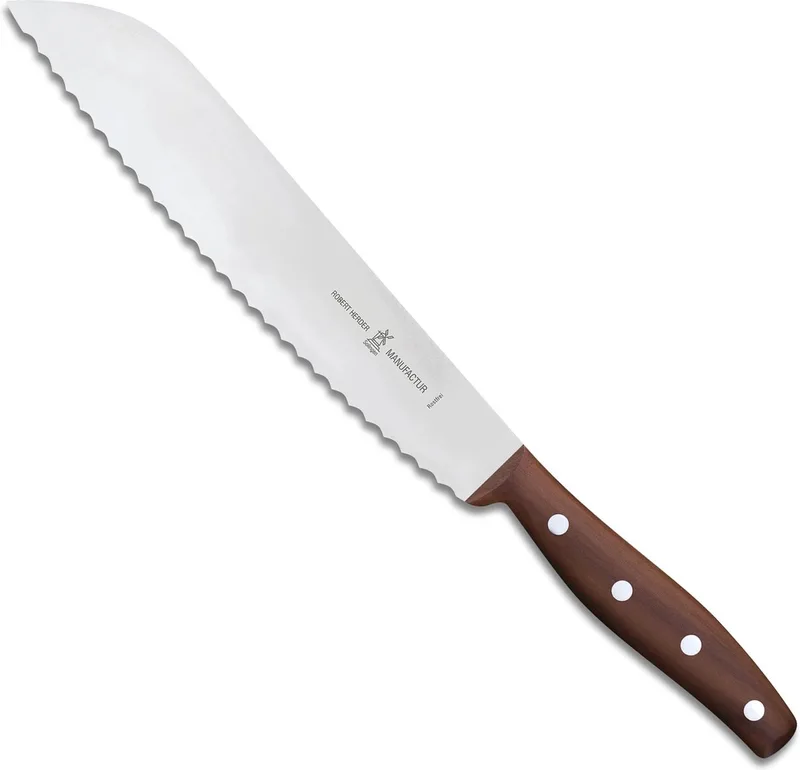 Grandmoulin – Broodmes met Golven – RVS – Lemmet 24 cm – Heft by Herder in Pruimenhout – product photo