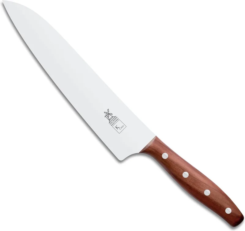 K-Chef Koksmes – RVS – Lichte Ronding – Lemmet 22,5 cm – Heft by Herder in Pruimenhout – product photo