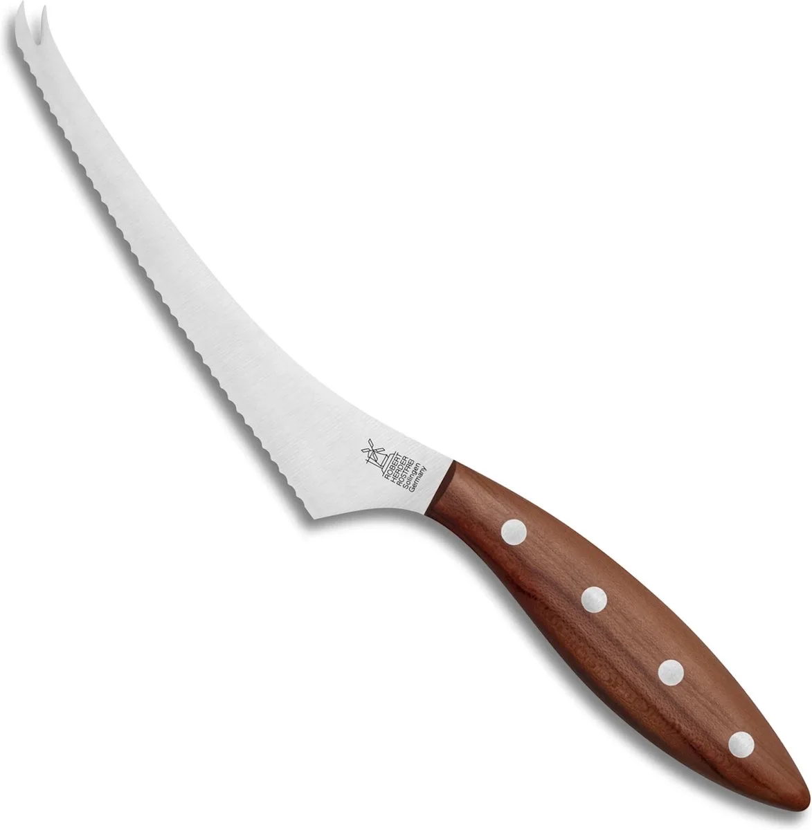 Kaasmes voor Zachte Kazen – Fromago Mola – RVS – Concave Golf – Lemmet 16,5 cm – Heft Pruimenhout de Herder en Pruimelaar – photo produit