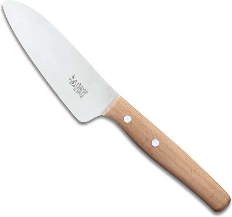 Mini Koksmes – Kindermodel – RVS – Lemmet 12 cm – Heft van Herder in Beukenhout – productfoto