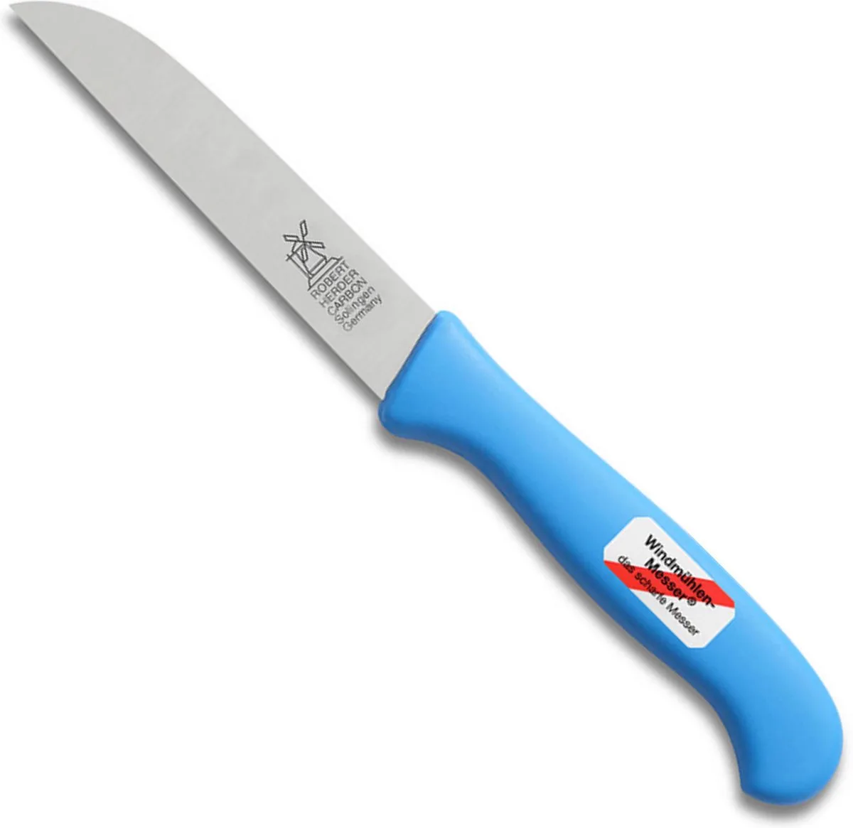 Molenmes – Klassieker – Groot Groentemes – Carbonstaal – Lemmet 104 mm – Kunststof Heft van Herder in Blauw – productfoto