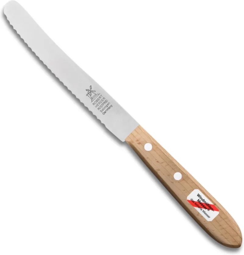 Ontbijtmes / Tafelmes – Kartel – RVS – Lemmet 12,5 cm – Heft Beukenhout by Herder in Blank – product photo