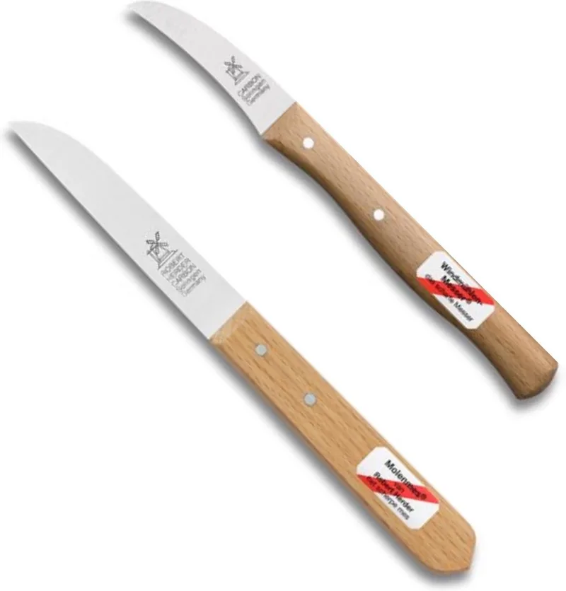 Robert Herder Set Schilmessen – Klassiker Benelux Molenmes – 8,5 cm – Gebogen Vogelsnavel – 5,5 cm – Niet Roestvrij – Duurzaam FSC Roodbeuken Heft de Herder en Marron – photo produit