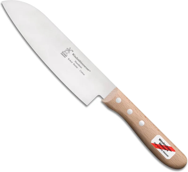 Santoku Koksmes – RVS – Lemmet 16,5 cm – Heft by Herder in Beukenhout – product photo