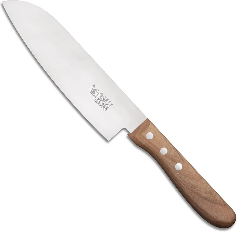 Santoku Koksmes – RVS – Lemmet 16,5 cm – Heft von Herder in Kersenhout – Produktfoto
