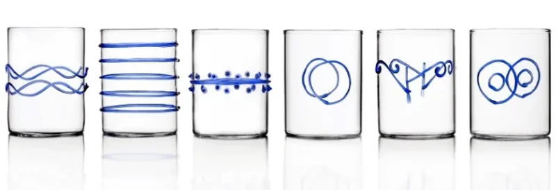 Deco Blue shot glas set van 6 10cl mix deco by Ichendorf in Blue – product photo