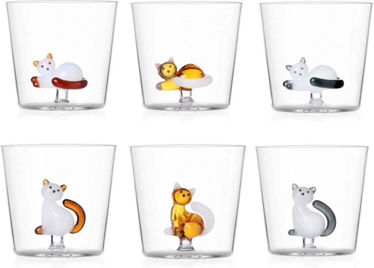 glas tabby cat set van 6 von Ichendorf in Transparent – Produktfoto