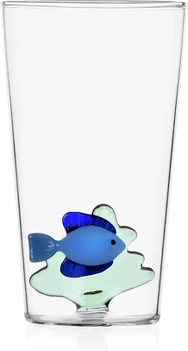 Marine Garden longdrinkglas blauwe vis + groen zeewier von Ichendorf in Transparent – Produktfoto