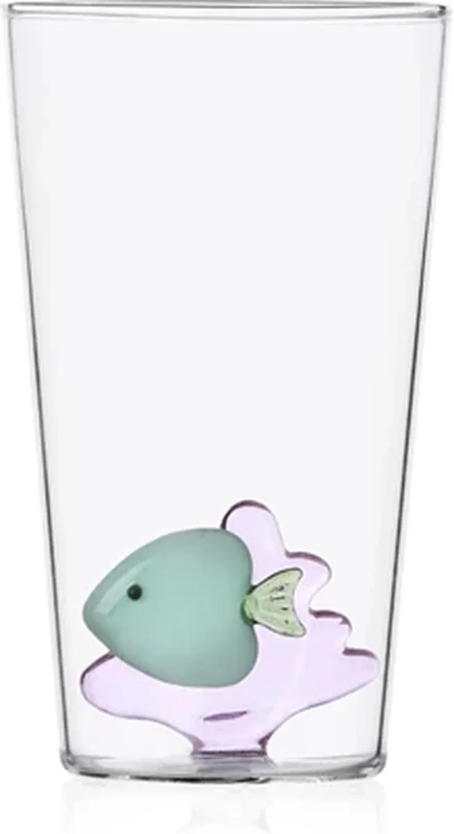 Marine Garden longdrinkglas groene vis + roze zeewier by Ichendorf in Transparent – product photo