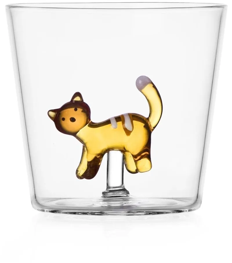 Waterglas Amber Cat met witte strepen - Waterglazen de Ichendorf en Transparent – photo produit