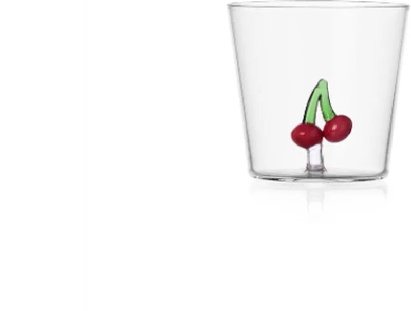 Waterglas Fruits & Flowers Kersen von Ichendorf in Rot, Grün – Produktfoto