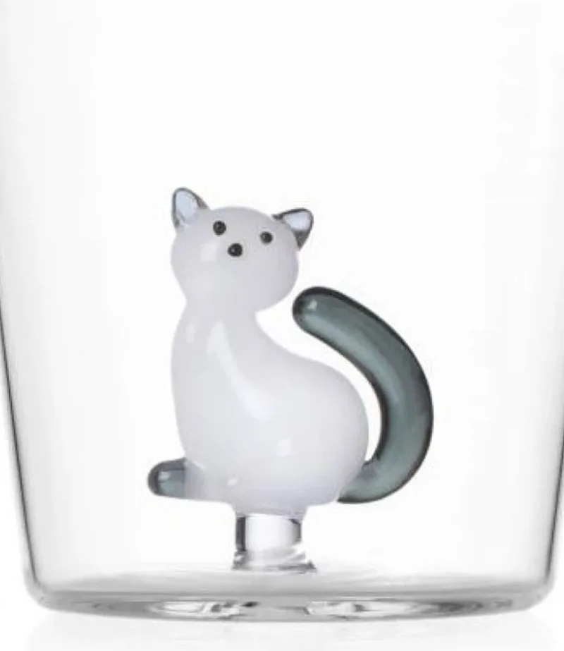 Waterglas Tabby Cat Zittende Poes Wit/Smoke by Ichendorf in White, Grey – product photo