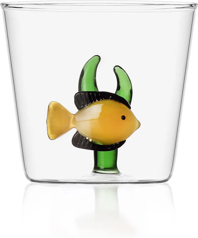 Waterglas Yellow Fish Green Seaweed - Waterglazen fra Ichendorf i Gennemsigtig – produktbillede