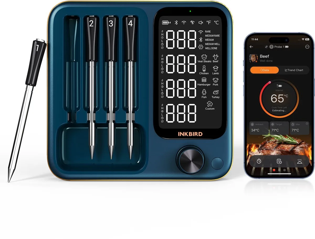 BBQ Master Wireless Thermometer Estimated Cooking Time Pro Model 2026 von Inkbird in INT-14S-BW Pro 2026 – Produktfoto