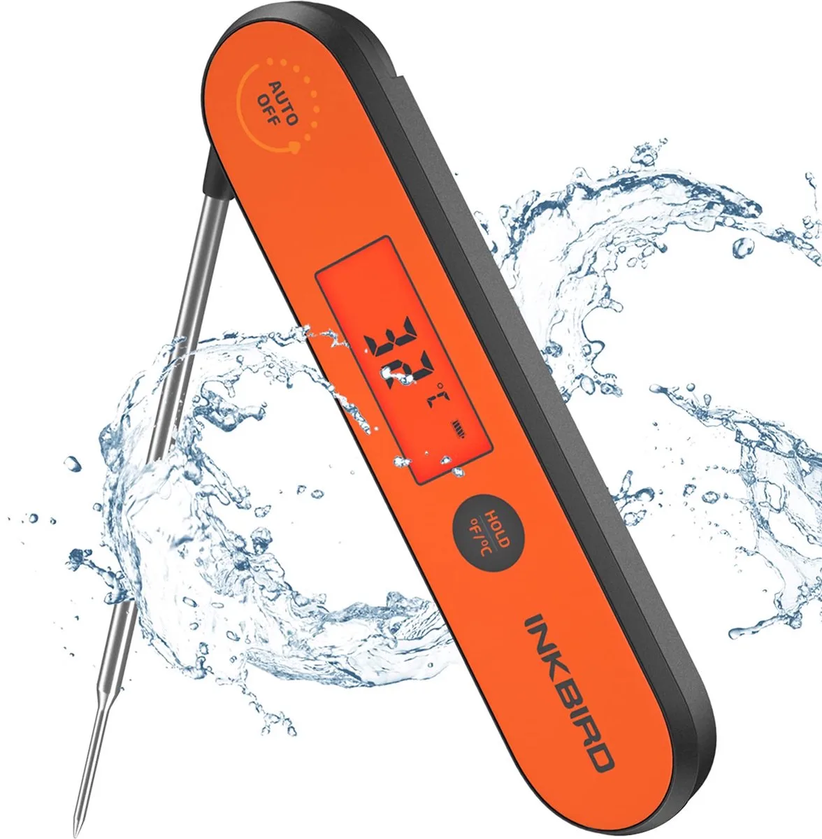IHT-1P – Digitale Instant Read BBQ Thermometer – Draadloze Oplaadbare Vleesthermometer met App – Voor Barbecue, Grill, Keuken en Oven de Inkbird en Oranje IHT-1P – photo produit