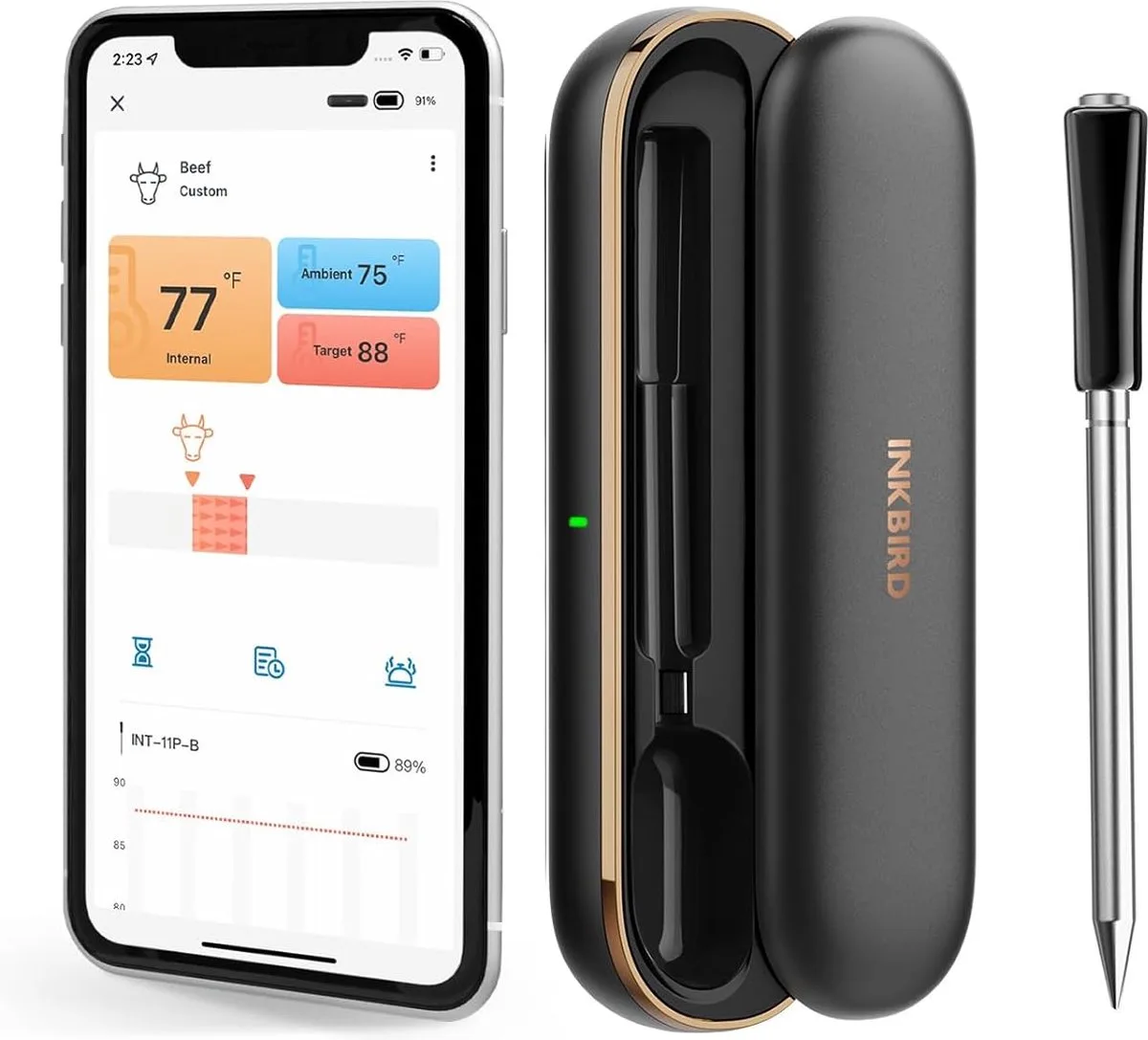 Smart Barbecuethermometers Vleesthermometer Speciaal in Cadeaubox BBQ Bluetooth 5.1 van Inkbird in Int-11p-b – productfoto
