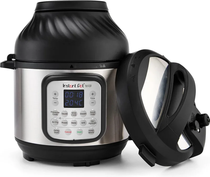 Duo Crisp 7,6L Multicooker + Airfryer - 11-in-1 Snelkookpan - Slowcooker - Sous-vide - Air Fry - Twee-Deksel Systeem - Tot 8 Porties von Instant Pot in Rvs 7, 6L – Produktfoto