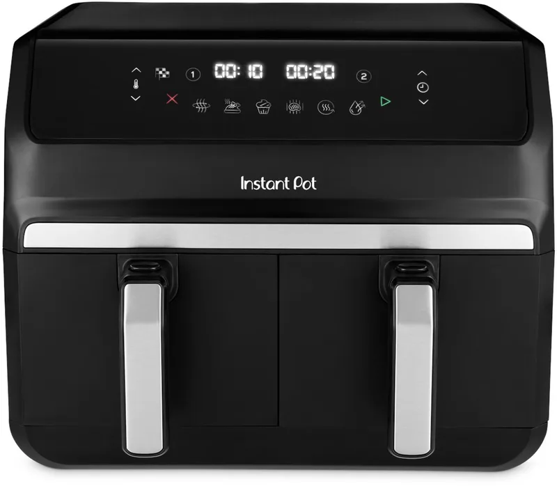Vortex Dual Drawer 8L Airfryer – Dubbele Airfryer met 2x 4L Laden – SyncCook™ & SyncFinish™ – ClearCook – 8-in-1 – Tot 205°C – Vaatwasserbestendig von Instant Pot in Schwarz – Produktfoto