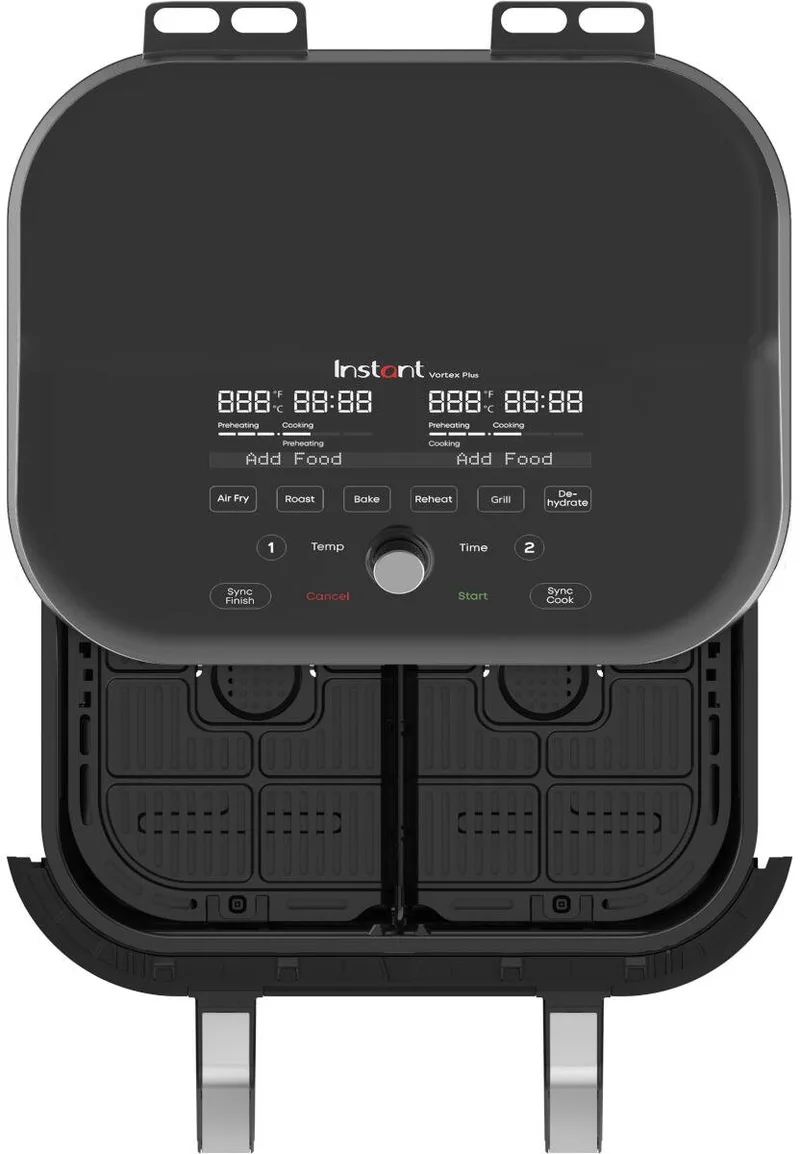 Vortex Plus VersaZone Airfryer 8,5 L - RVS ClearCook Raam - Dubbele Mand of XXL Enkele Zone - 8-in-1 met SyncCook en SyncFinish - EvenCrisp Luchtstroom - Energiezuinig en Stille Werking by Instant Pot in Black – product photo