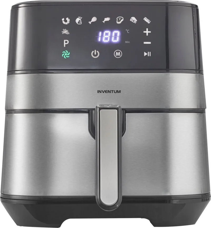 GF500HLD Airfryer XL - 5L - 8 programma's - 80-200 °C - Tot 5 personen - Zilver/Zwart by Inventum in Black, Silver – product photo