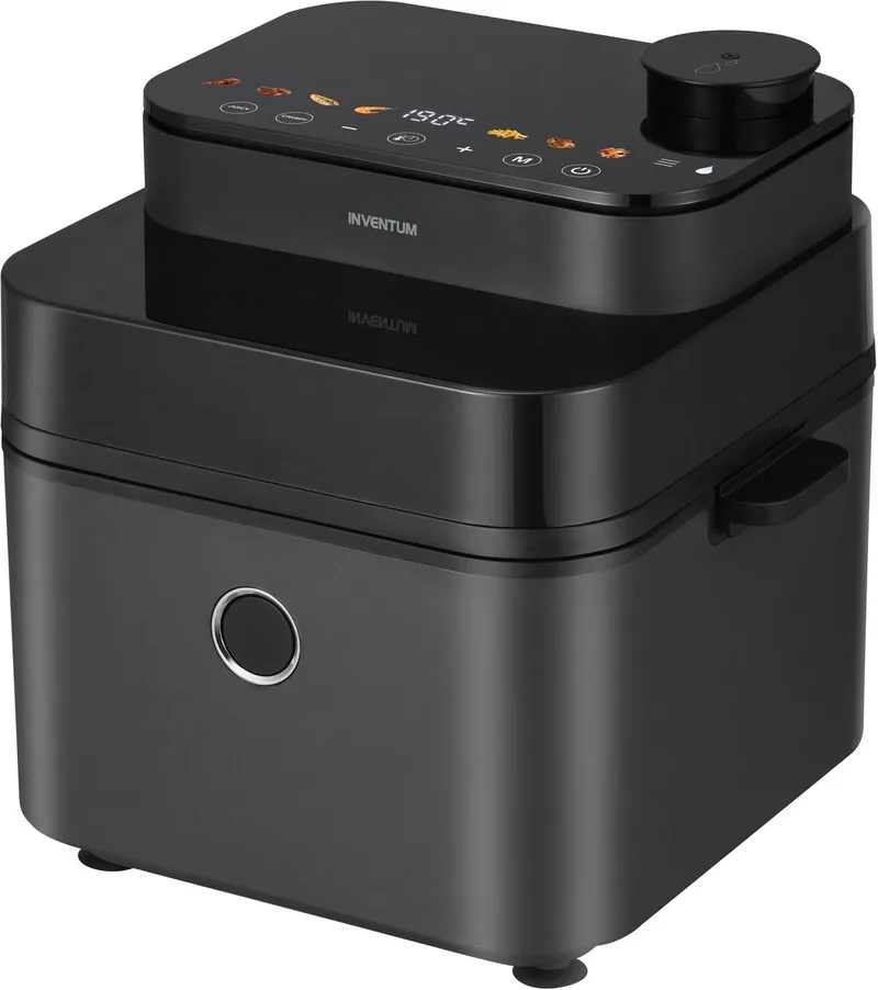 GF730HLDB Airfryer XXL met Stoomfunctie - 7,3L - Kijkvenster - Crispy - 8 Programma's - 40-200 °C - Tot 6 Personen - Grijs/Zwart fra Inventum i Sort – produktbillede