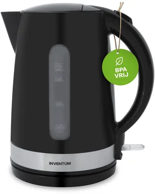 HW217B - Waterkoker - Inhoud 1,7 liter - Kunststof - 2200 watt - Zwart/RVS by Inventum in Black – product photo 1 of 2