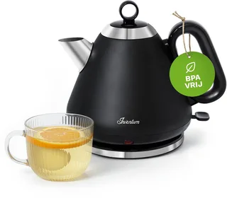 HW617B - Retro waterkoker - Inhoud 1,7 liter - Roestvrijstaal - 2200 watt - Zwart/RVS by Inventum in Black – product photo 1 of 2