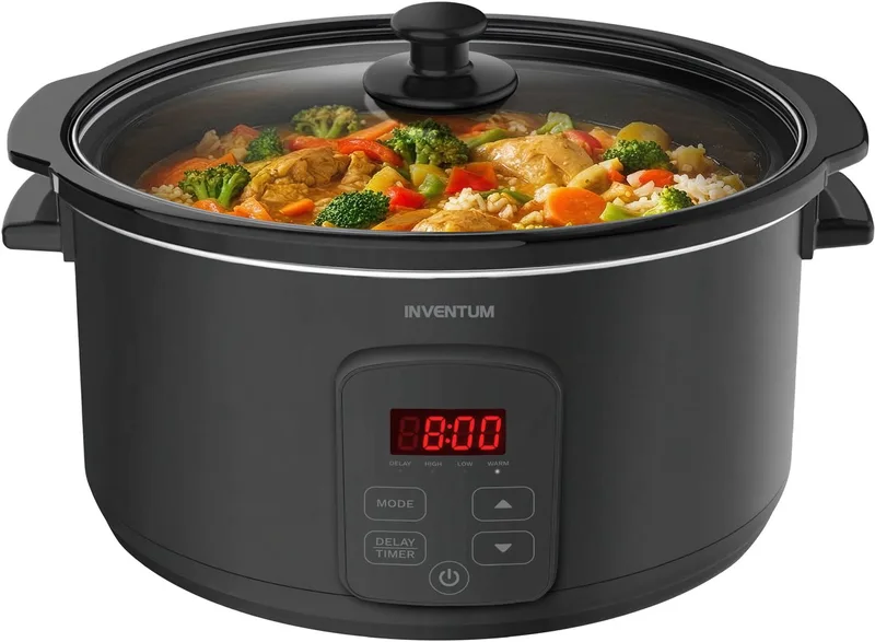 SC601B Slowcooker - 6 L - Warmhoudfunctie - Keramische Binnenpan - PFAS-vrij von Inventum in Schwarz – Produktfoto