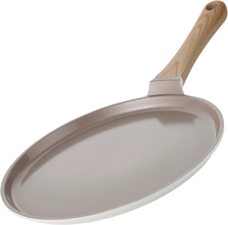 Alice by ISENVI Pannenkoekenpan Inductie - 28 cm - Keramisch - Koudgreep - Pancake Pan - PFAS, PTFE Vrij - Alle warmtebronnen fra ISENVI i Beige – produktbillede