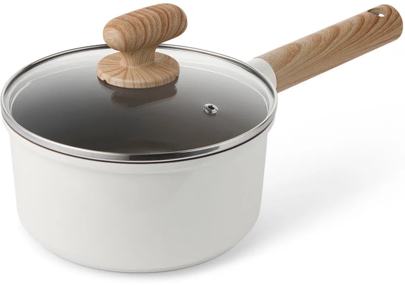 Alice by ISENVI Steelpan met Deksel - 18 cm - Keramisch - Koudgreep - Sauspan - voor o.a. Inductie - PFAS, PTFE Vrij de ISENVI en Beige – photo produit