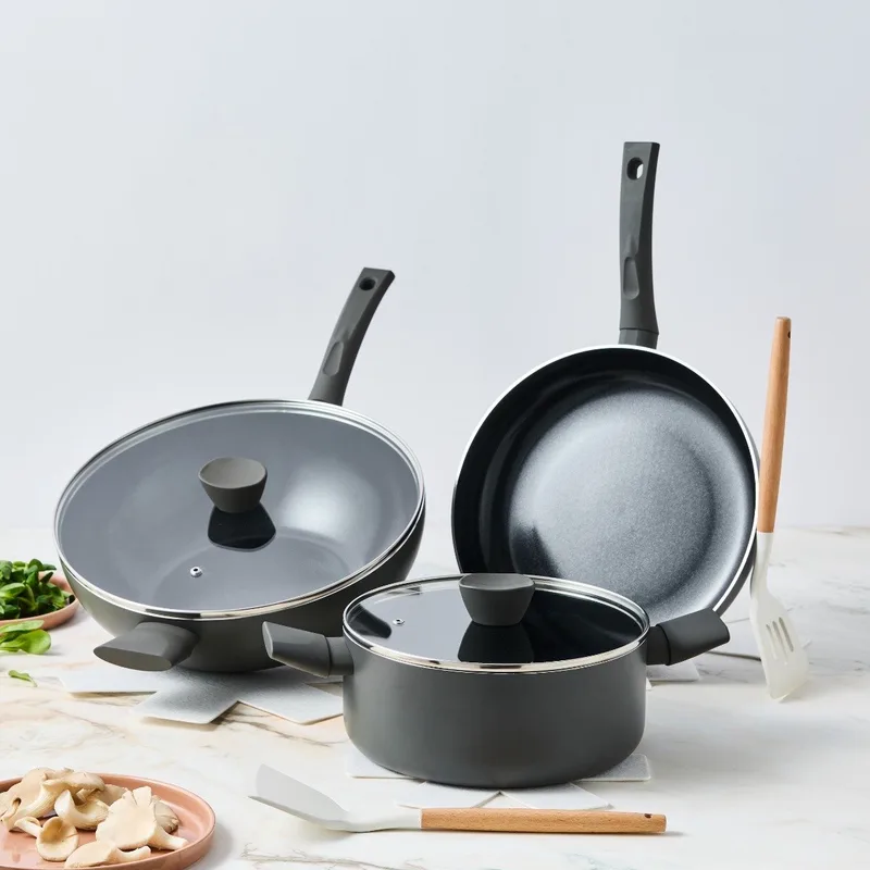 Avon Pannenset Inductie - Keramisch - 10 Delig - PFAS, PTFE Vrij - Alle warmtebronnen by ISENVI in Anthracite – product photo