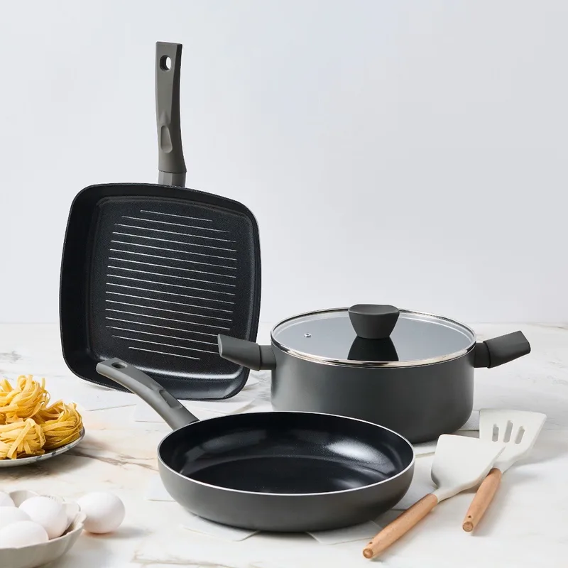 Avon Pannenset Inductie - Keramisch - 10 Delig - PFAS, PTFE Vrij - Alle warmtebronnen by ISENVI in Anthracite – product photo