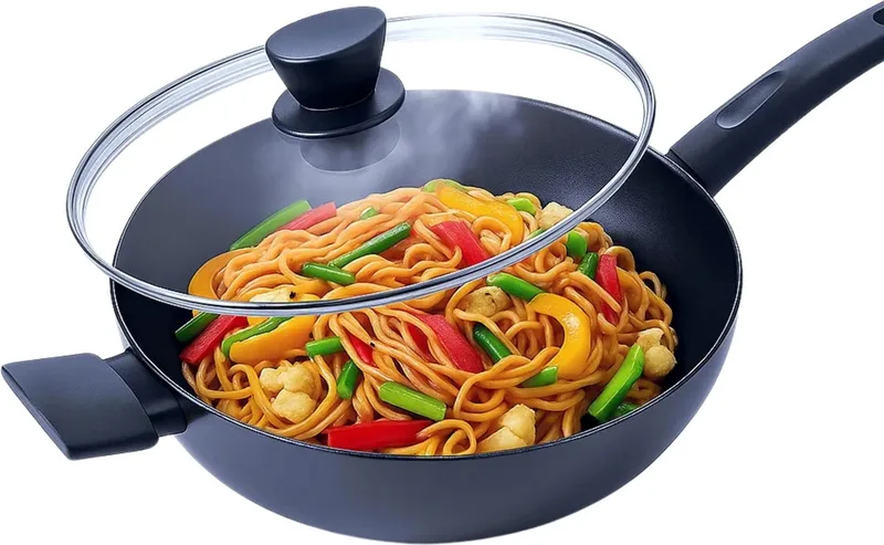 Avon Wokpan Inductie - 32 cm - Keramisch - Wok - PFAS, PTFE Vrij - Alle Warmtebronnen by ISENVI in Met Deksel – product photo